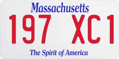 MA license plate 197XC1