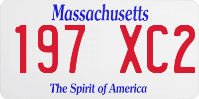 MA license plate 197XC2