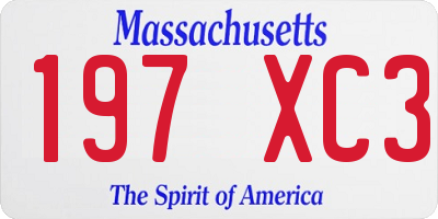 MA license plate 197XC3
