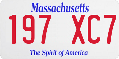 MA license plate 197XC7