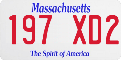 MA license plate 197XD2