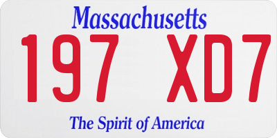 MA license plate 197XD7