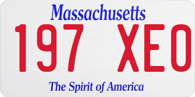 MA license plate 197XE0