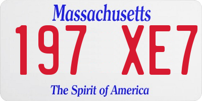 MA license plate 197XE7