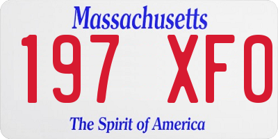 MA license plate 197XF0