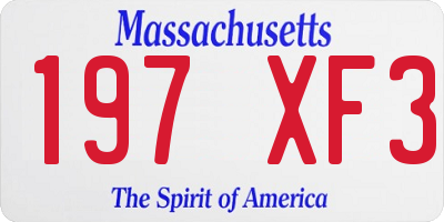 MA license plate 197XF3