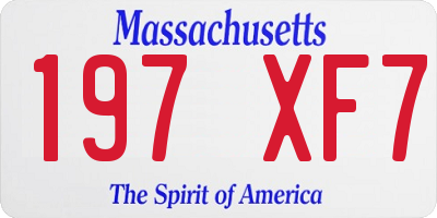 MA license plate 197XF7