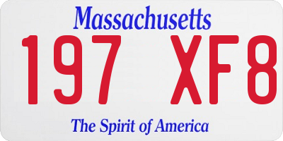 MA license plate 197XF8