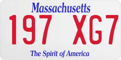 MA license plate 197XG7