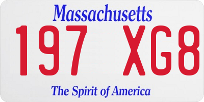MA license plate 197XG8