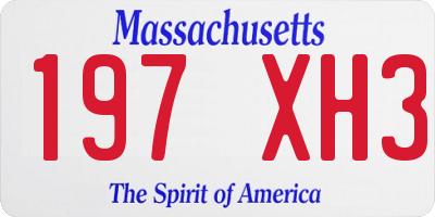 MA license plate 197XH3