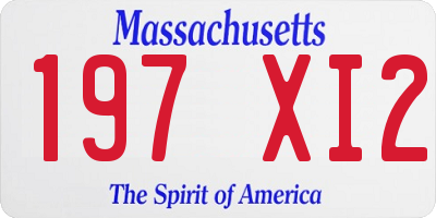 MA license plate 197XI2