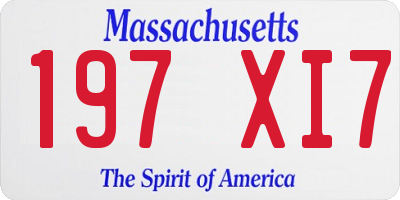 MA license plate 197XI7