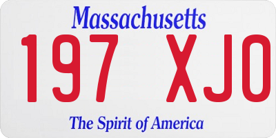 MA license plate 197XJ0