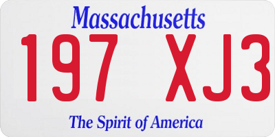 MA license plate 197XJ3