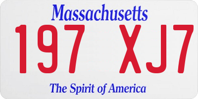MA license plate 197XJ7