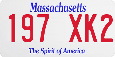 MA license plate 197XK2