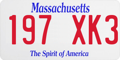 MA license plate 197XK3