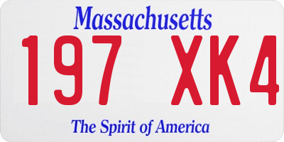 MA license plate 197XK4