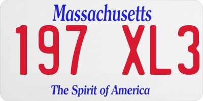 MA license plate 197XL3