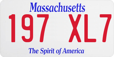 MA license plate 197XL7