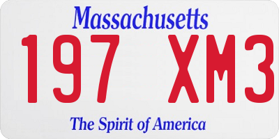 MA license plate 197XM3