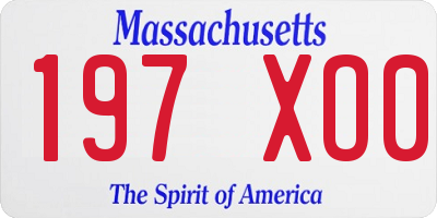 MA license plate 197XO0
