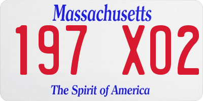 MA license plate 197XO2