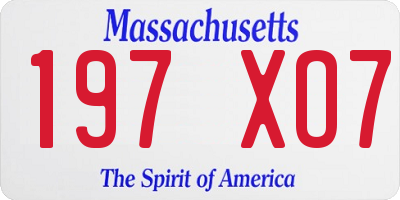 MA license plate 197XO7