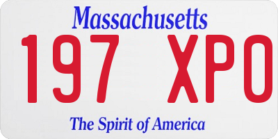 MA license plate 197XP0