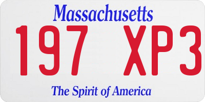MA license plate 197XP3
