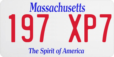 MA license plate 197XP7