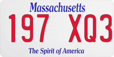 MA license plate 197XQ3