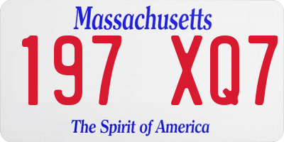 MA license plate 197XQ7