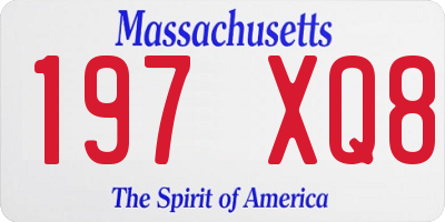 MA license plate 197XQ8