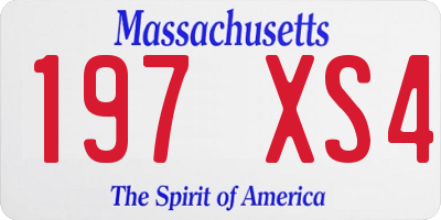 MA license plate 197XS4