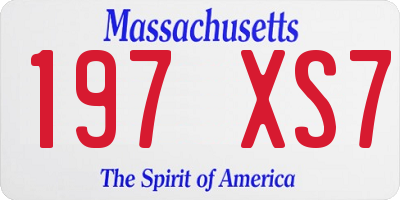 MA license plate 197XS7