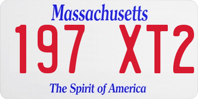 MA license plate 197XT2