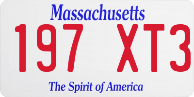 MA license plate 197XT3