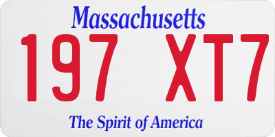MA license plate 197XT7