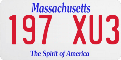 MA license plate 197XU3
