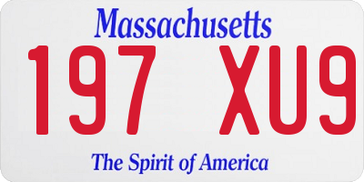 MA license plate 197XU9