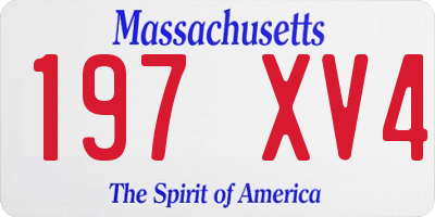 MA license plate 197XV4