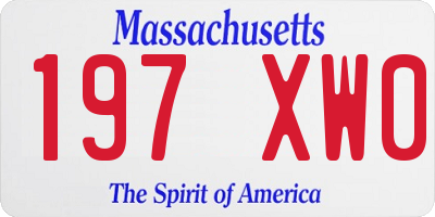 MA license plate 197XW0