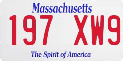MA license plate 197XW9
