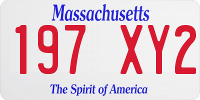 MA license plate 197XY2