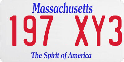 MA license plate 197XY3