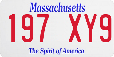 MA license plate 197XY9