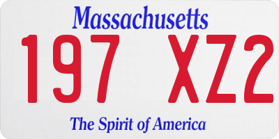 MA license plate 197XZ2