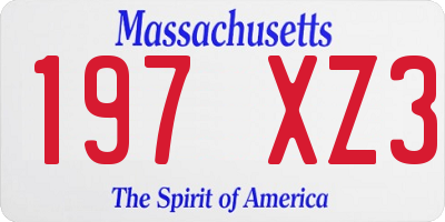 MA license plate 197XZ3